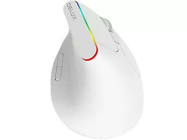 Bezprzewodowa mysz pionowa Delux M618C 2.4G 1600DPI RGB Biała