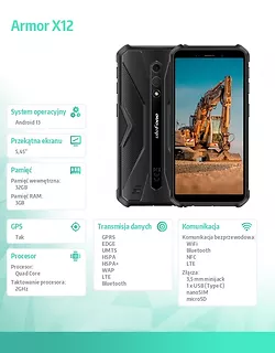 ULEFONE Smartfon Armor X12 3/32G czarny