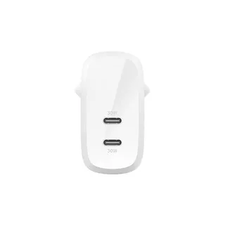 Belkin Ładowarka podwójna 30W USB-C, Power Delivery 60W biała