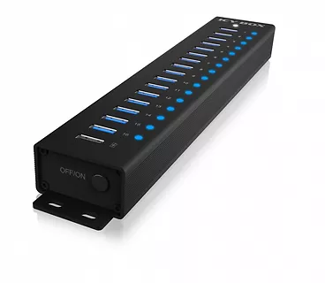 IcyBox Hub IB-HUB1717 16+1 port USB HUB, 16x USB + 1x USB do ładowania, USB 3.2 Gen 1, 96 Watt zasilacz