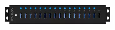 IcyBox Hub IB-HUB1717 16+1 port USB HUB, 16x USB + 1x USB do ładowania, USB 3.2 Gen 1, 96 Watt zasilacz