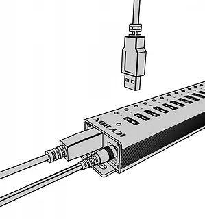 IcyBox Hub IB-HUB1717 16+1 port USB HUB, 16x USB + 1x USB do ładowania, USB 3.2 Gen 1, 96 Watt zasilacz