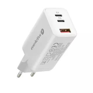 everActive Ładowarka USB/USB-C QC4+ 65W technologia GaN Biała