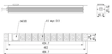 Gembird Listwa zasilająca rack PDU 10xC13 1U 16A C19 2m