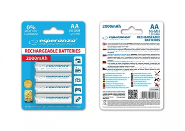 Esperanza Akumulatory NI-MH AA 2000mAh 4szt. białe