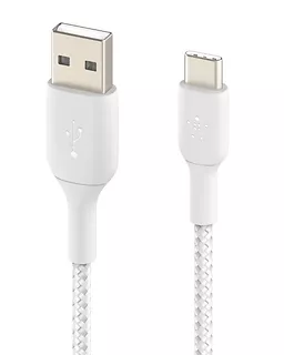 Belkin Kabel Braided USB-C USB-A 15cm biały