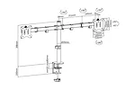 Digitus Uchwyt biurkowy podwójny z zaciskiem 2xLCD max. 32" max. Obciążenie 2x 8kg uchylno-obrotowy czarny