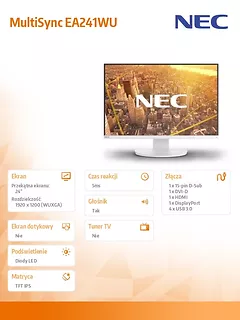 NEC Monitor MultiSync EA241WU biały IPS 1920x1200