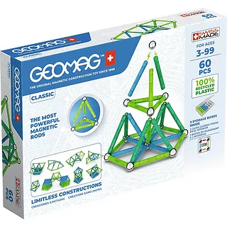 Geomag Klocki magnetyczne Classic Recycled 60 elementów niebieskie