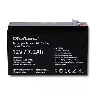 Qoltec Akumulator AGM 12V | 7.2Ah | max. 108A