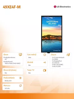 LG Electronics Monitor wielkoformatowy 49 cali 49XE4F-M 4000cd/m2 24/7