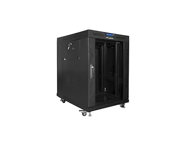 Lanberg Szafa instalacyjna rack stojąca 19 15U 600x800 czarna, drzwi szklane lcd (flat pack)