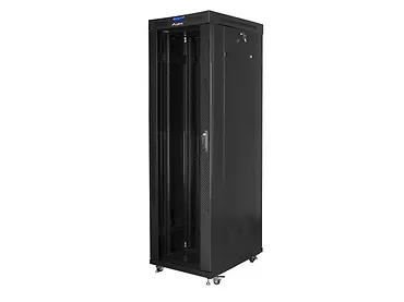 Lanberg Szafa instalacyjna rack stojąca 19 42U 600x1000 czarna, drzwi szklane lcd (flat pack)