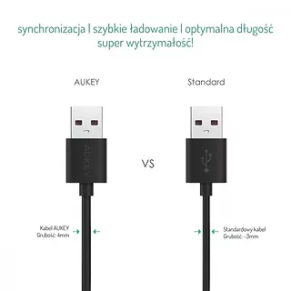 AUKEY CB-D1 OEM szybki kabel Quick Charge micro USB-USB | 1m | 3A | 480 Mbps