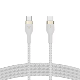 Belkin Kabel BoostCharge USB-C/USB-C silikonowy w oplocie 2m, biały