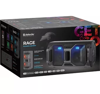 Defender Głośnik Bluetooth Rage 50W LED/Fm/USB/Mic/TWS