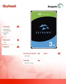 Seagate Dysk HHD SkyHawk 3TB 3,5'' 256MB ST3000VX015