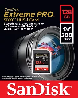 SanDisk Karta pamięci Extreme Pro SDXC 128GB 200/90 MB/s V30 UHS-I U3