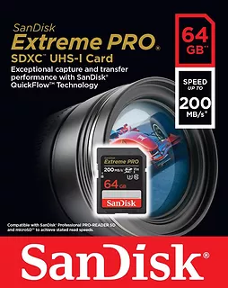 SanDisk Karta pamięci Extreme Pro SDXC 64GB 200/90 MB/s V30 UHS-I U3