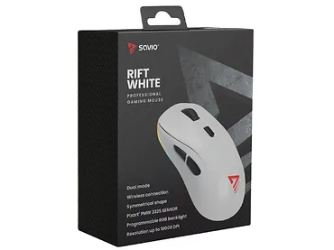 Mysz gamingowa bezprzewodowa Savio Rift sensor Pixart PMW 3325 10000 DPI biała