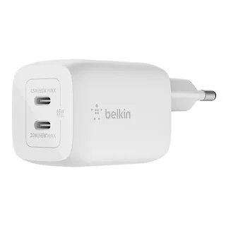 Belkin Podwójna ładowarka ścienna USB-C GaN z PPS 65 W Biała