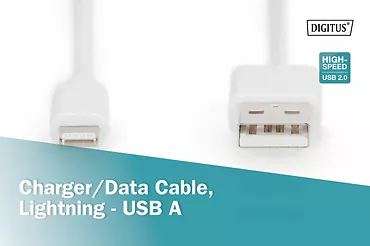 Digitus Kabel do transmisji danych/ładowania USB A/Lightning MFI 0,1m Biały