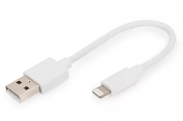 Digitus Kabel do transmisji danych/ładowania USB A/Lightning MFI 0,1m Biały