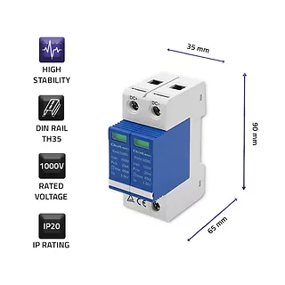 Qoltec Ogranicznik ochronnik przepięć DC | 2P | 1000V | T2 | C