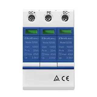 Qoltec Ogranicznik ochronnik przepięć DC | 3P | 1000V | T2 | C