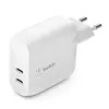 Belkin Dwuportowa ładowarka BoostCharge 40W Dual 20W USB-C PD biała