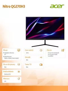 Acer Monitor 27 cali Nitro QG270H3bix VA/100Hz/4ms