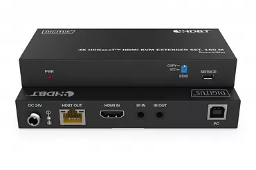 Digitus Przedłużacz/Extender HDMI 4K 60Hz 150m po skrętce Cat.6A/7/8 HDBaseT HDCP2.2 IR EDID PoC, zestaw