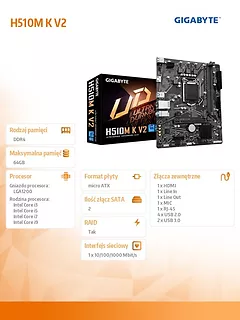 Gigabyte Płyta główna H510M K V2 s1200 2DDR4 HDMI/USB 3.2 M.2 mATX