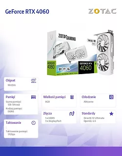 ZOTAC Karta graficzna GeForce RTX 4060 Twin Edge OC 8GB GDDR6 128bit biała