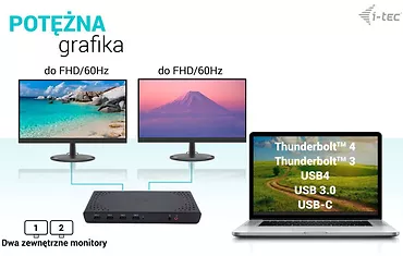 i-tec Stacja dokująca USB 3.0 / USB-C / Thunderbolt 2x HDMI + Power Delivery 85W