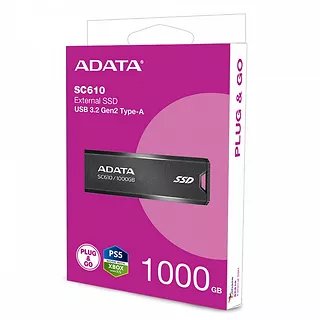 Adata Dysk SSD zewnętrzny SC610 1000 GB USB3.2A Gen2 czarny