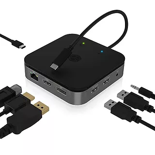 IcyBox Stacja dokująca IB-DK408-C41 7w1,HDMI, DP,USB,LAN