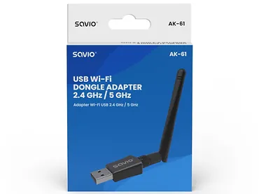 Karta sieciowa adapter Wi-Fi USB, 2.4 GHz / 5 GHz, 433 Mbps, Savio AK-61