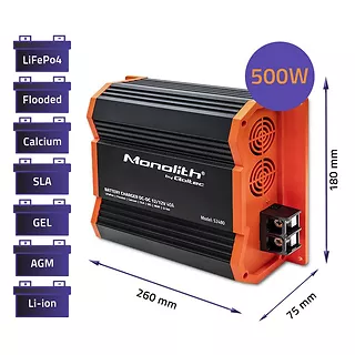 Qoltec Ładowarka Monolith DC-DC do akumulatorów LiFePO4 AGM 12V-12V |   40A | 500W