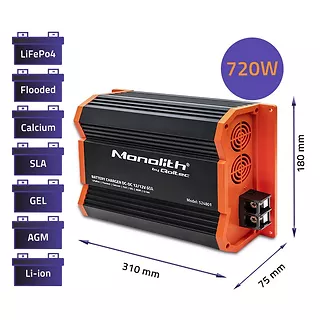 Qoltec Ładowarka Monolith DC-DC do akumulatorów LiFePO4 AGM 12V-12V |   60A | 720W