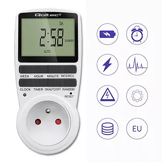 Qoltec Elektroniczny programator czasowy PC0628 | 3680W | 16A | LCD