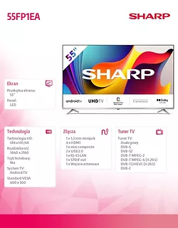 Sharp Telewizor LED 55 cali 55FP1EA