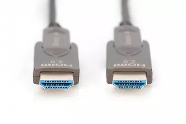 Digitus Kabel hybrydowy AOC HDMI 2.0 Premium High Speed Ethernet 4K60Hz UHD HDMI D/A HDMI D/A M/M z odłączanym wtykiem, 10m, Czarny