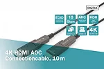 Digitus Kabel hybrydowy AOC HDMI 2.0 Premium High Speed Ethernet 4K60Hz UHD HDMI D/A HDMI D/A M/M z odłączanym wtykiem, 10m, Czarny