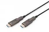 Digitus Kabel hybrydowy AOC HDMI 2.0 Premium High Speed Ethernet 4K60Hz UHD HDMI D/A HDMI D/A M/M z odłączanym wtykiem, 10m, Czarny