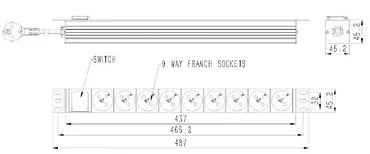 Gembird Listwa zasilająca rack PDU 9xFR 1U 16A FR 2m