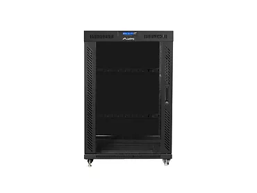 Lanberg Szafa stojąca 19 cali 22U 800x1000 drzwi szklane LCD (flat pack) V2 czarna