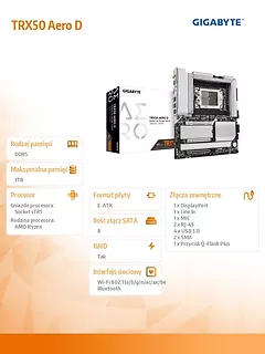 Gigabyte Płyta główna TRX50 AERO D sTR5 4DDR5 HDMI USB/4M.2 eATX