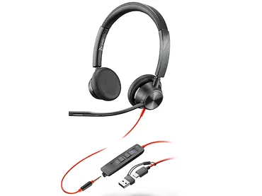 Zestaw słuchawkowy stereo HP Poly Blackwire 3325 USB-C z certyfikatem Microsoft Teams + wtyczka 3,5 mm