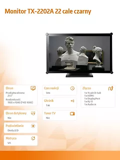 AG NEOVO Monitor TX-2202A 22 cale czarny